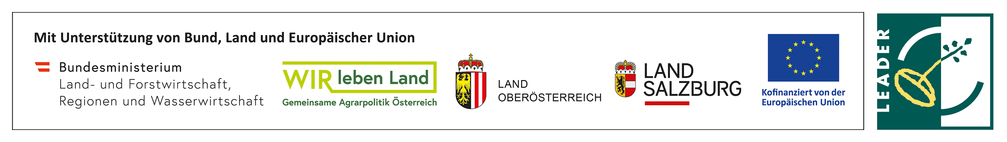 Logoleisten von EU, Bund, Land OÖ und LEADER